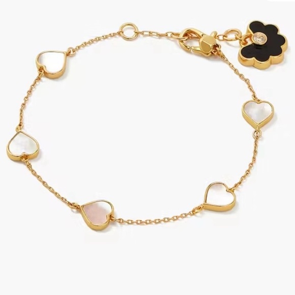kate spade Jewelry - KATE SPADE Spade Flower Mother of Pearl Heart Station Bracelet NWT